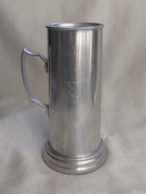 Vintage 70s Playboy Etched Aluminum Beer Mug Stein Glass Bottom